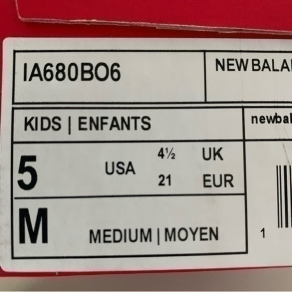 NIB. NEW BALANCE Kids’ 680 Athletic Sneaker - Picture 6 of 7